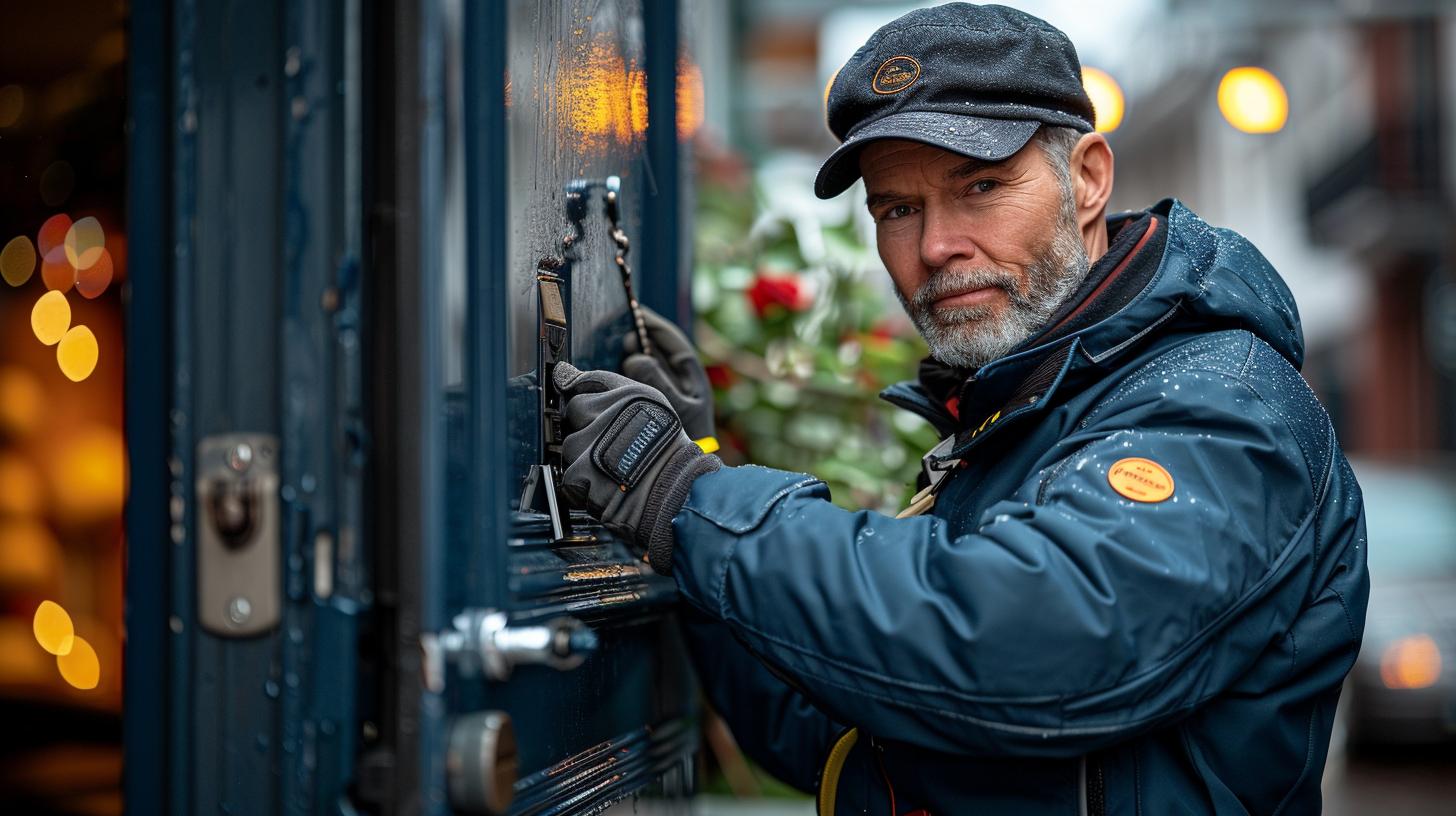 Brooks Office Locksmith technician unlocking a door