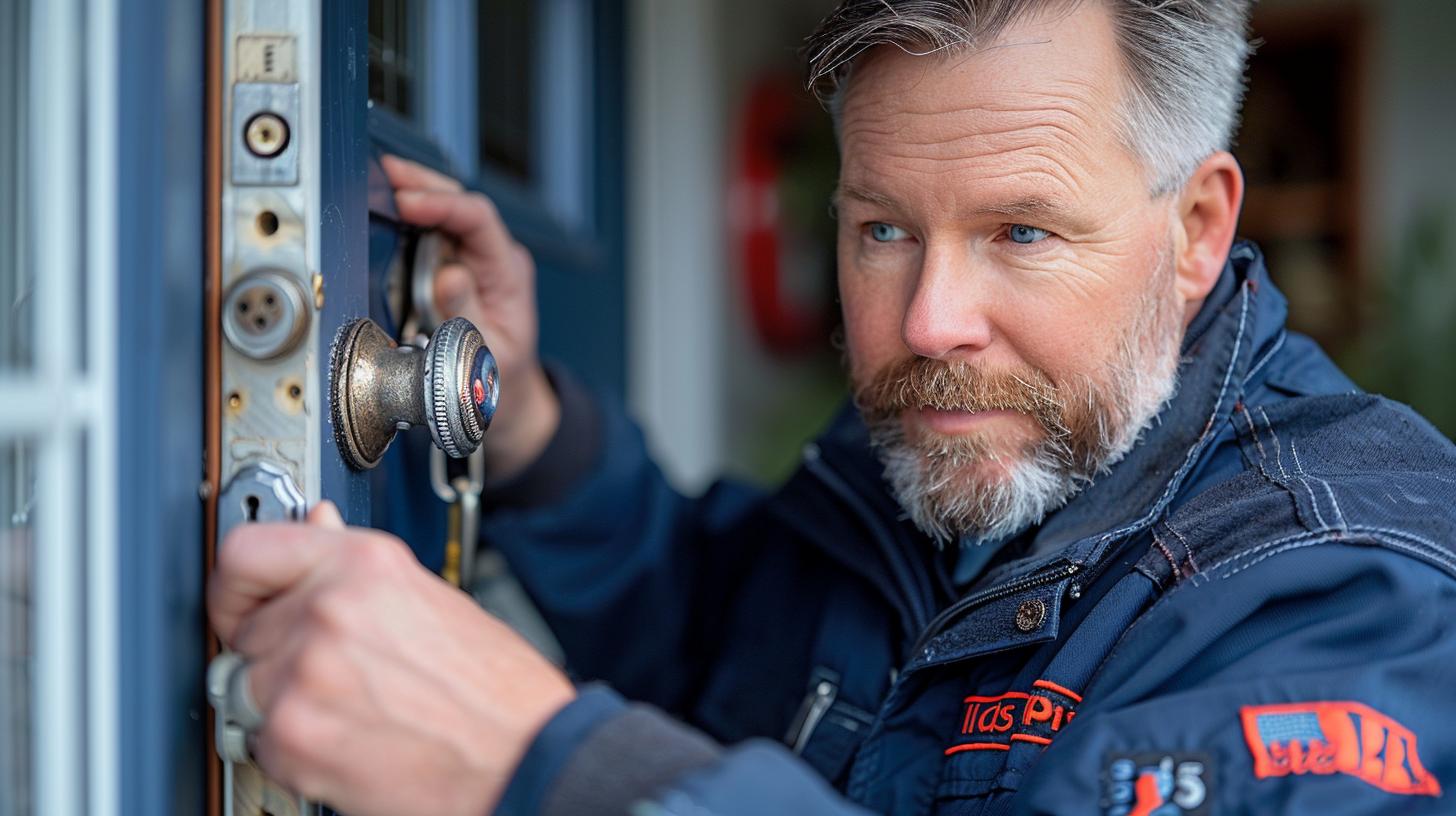 Technician performing Mount Washington office lock maintenance for enhanced security